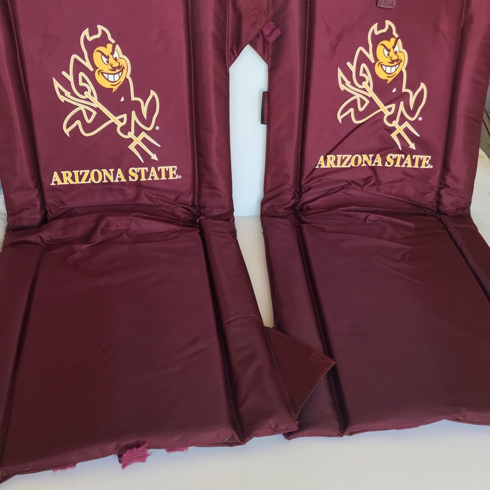 ASU Sparky Arizona State Sun Devils Stadium Seat Cushions Set of 2 w/ Cut Cords